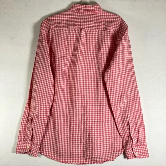 Club Monaco Gingham Check Shirt Pink Slim Fit Men Size L - Picture 2 of 16